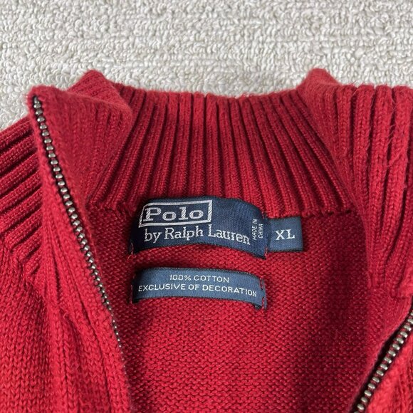 Polo Ralph Lauren 1/4 Zip Sweater Red Men’s Size XL - Picture 2 of 6